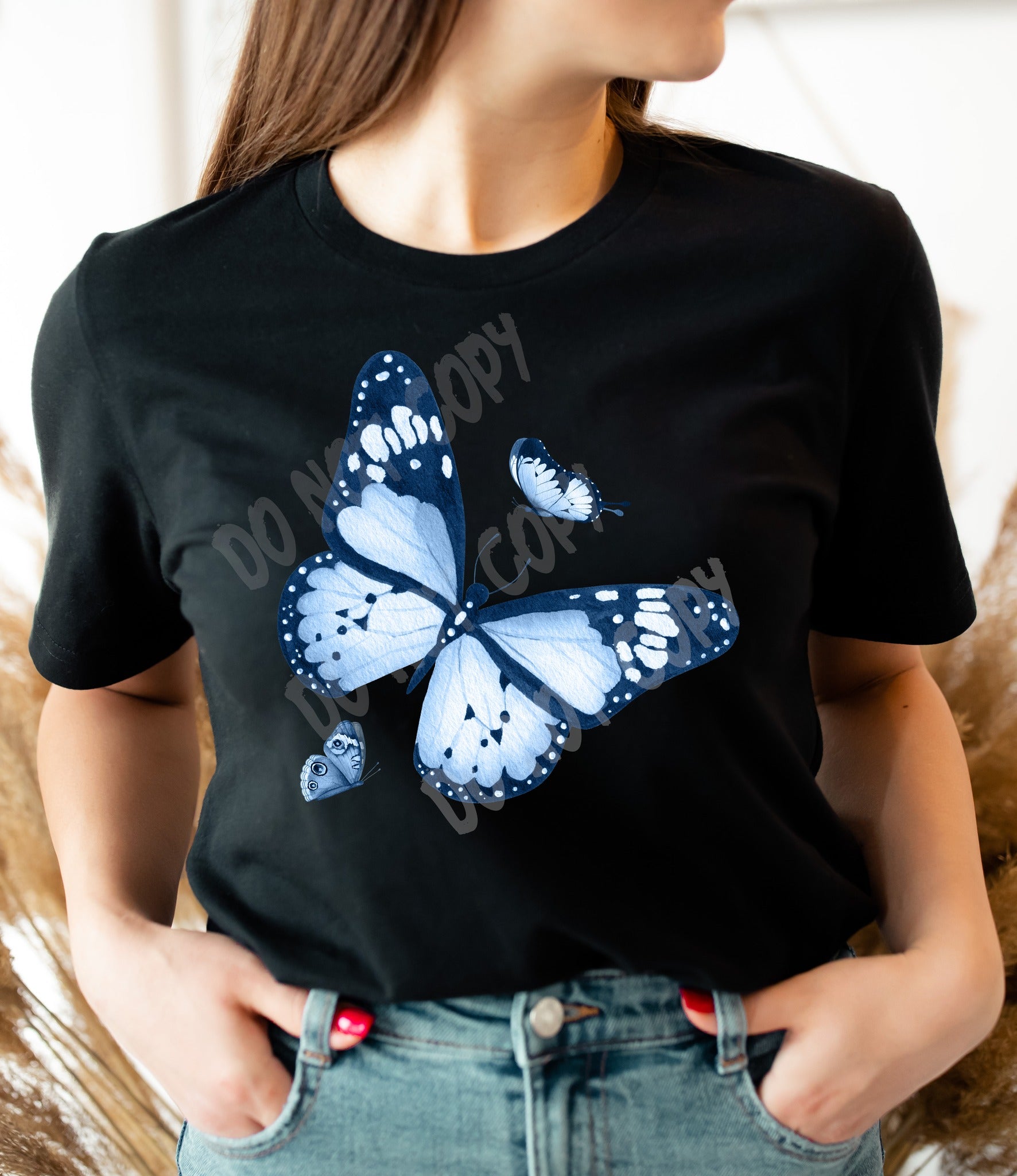 Blue Butterfly DTF Heat Transfer