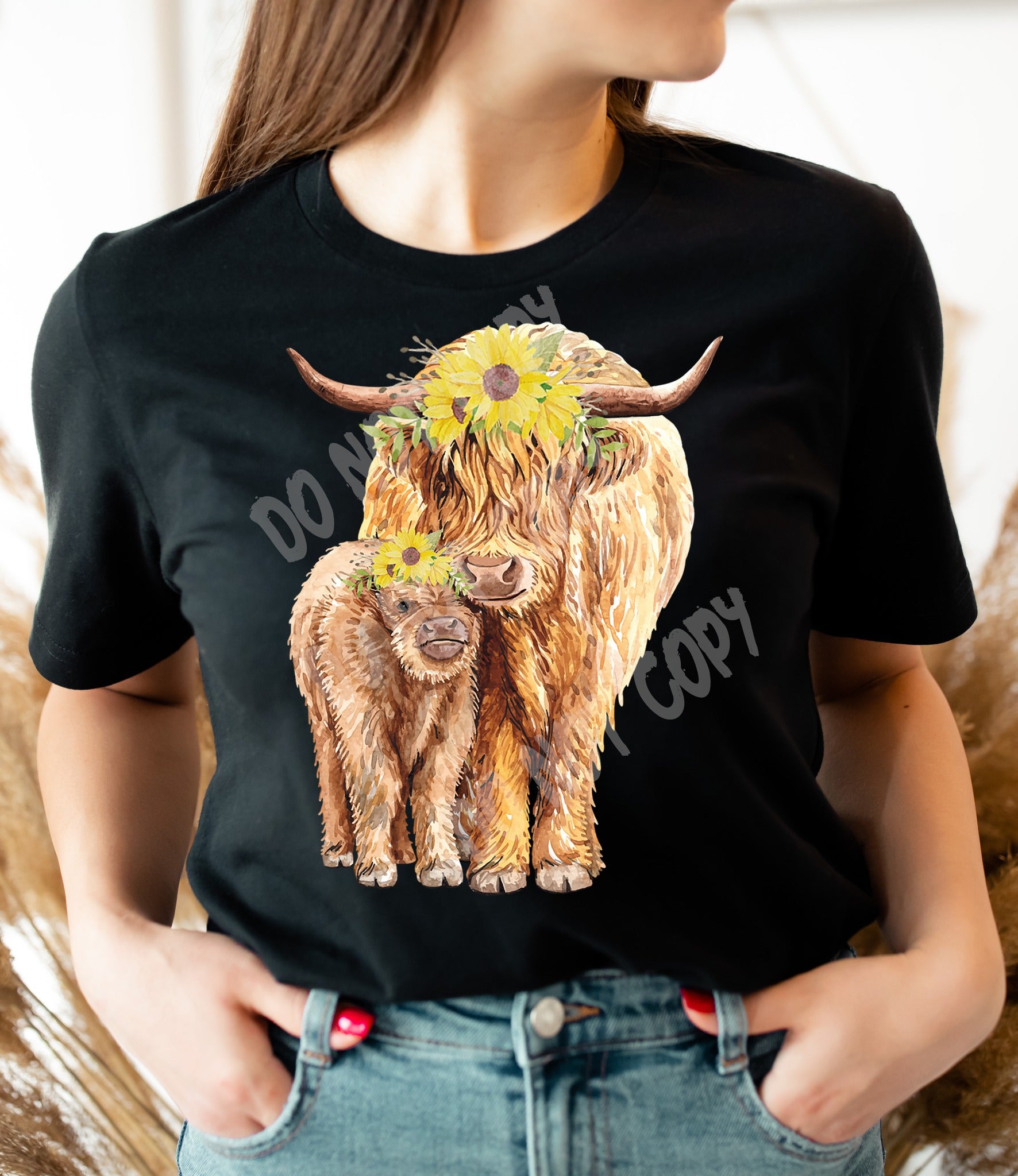 Sunflower Cow DTF Heat Transfer