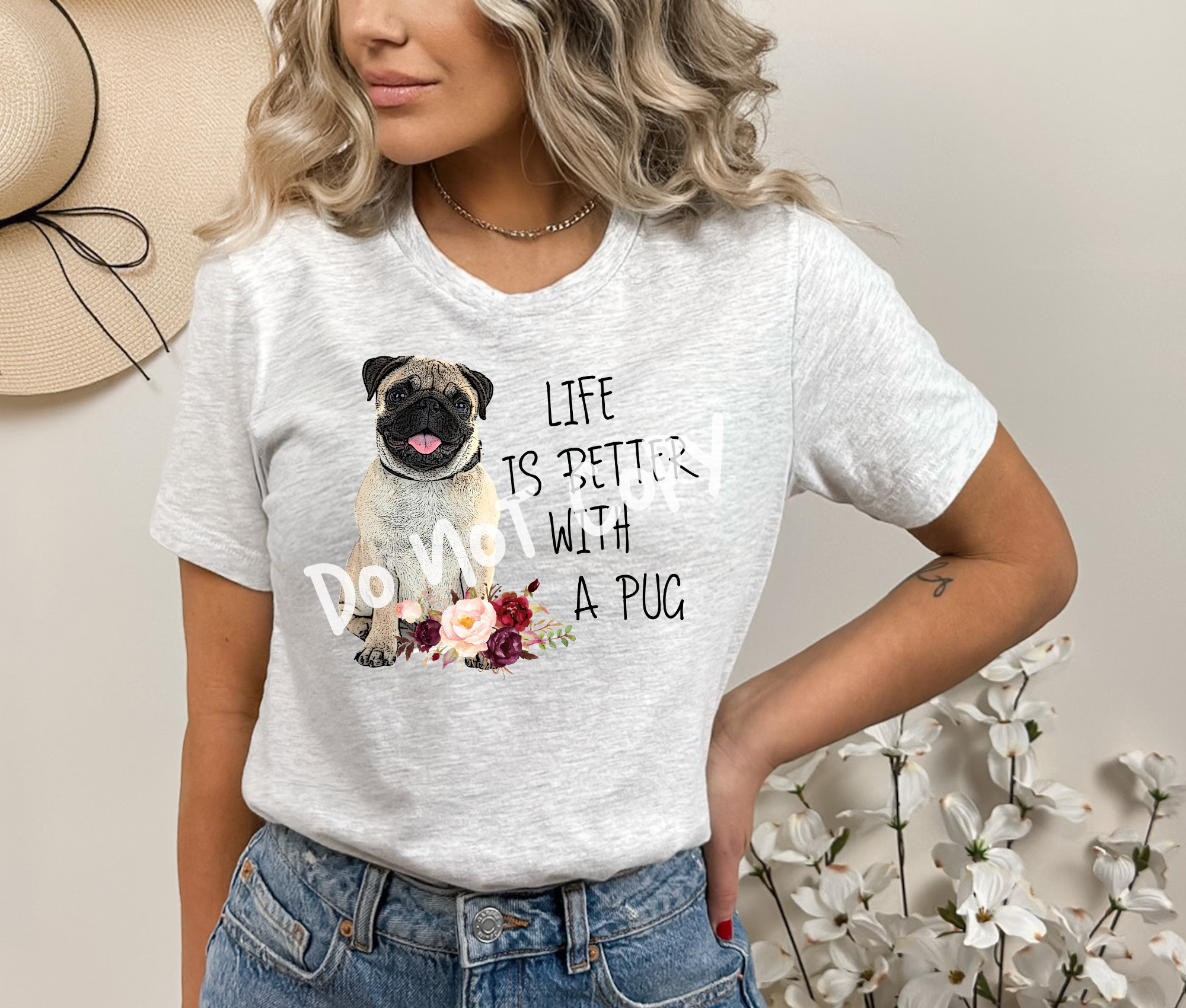 Life Is Better With A Pug DTF Heat Transfer